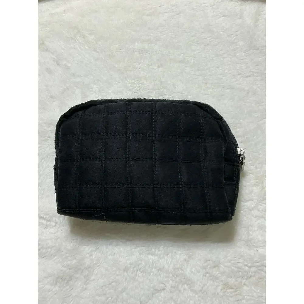 Nicole Miller Quilted Black Cosmetic Makeup Bag